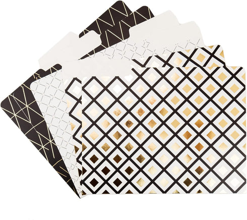 U Brands Classic File Folders Set - Office Supplies in Black, Gold, and White, FSC Certified, 6 Count