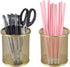 PAG 2 Pack Pencil Holder for Desk, Gold Desktop Pen Cup, Office Supplies Organizers, Makeup Brush Holder