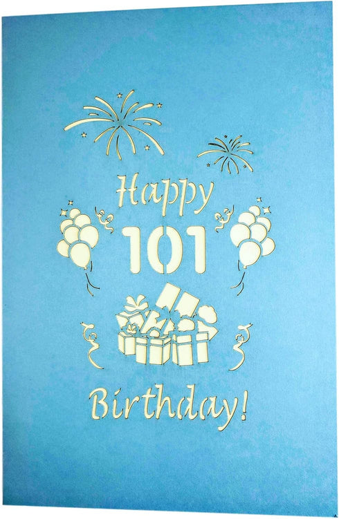 iGifts And Cards Happy 101st Birthday 3D Pop Up Greeting Card - Unique, Fun Gift for Special Occasions, Celebration