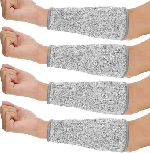 Neer 4 Pair Arm Sleeves for Thin Skin, Anti-Cut Burn Resistant Forearm Sleeve for Cooking, Construction (Gray, 7.9 Inch)