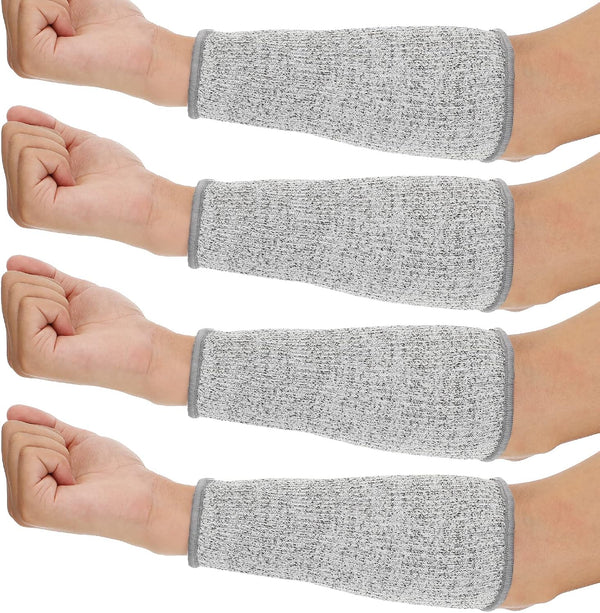 Neer 4 Pair Arm Sleeves for Thin Skin, Anti-Cut Burn Resistant Forearm Sleeve for Cooking, Construction (Gray, 7.9 Inch)