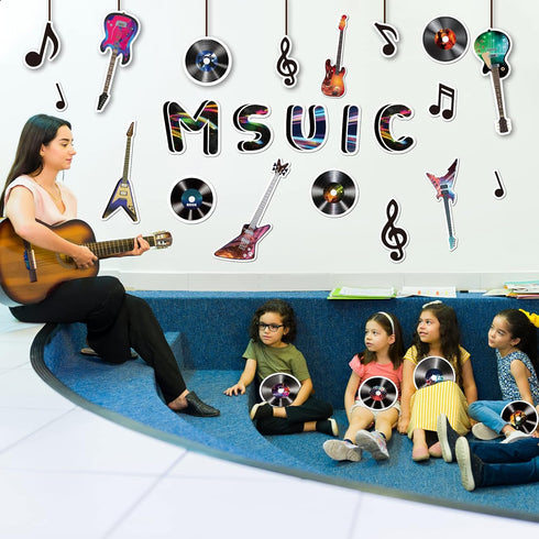 Back to School Musical Notes Rock Record Cutouts, Music Party Classroom Decorations for Kids