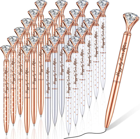 Yexiya Bridal Shower Gifts for Guests, Diamond Pens, Wedding Rose Golden Crystal Ballpoint Pens, 24 Pcs