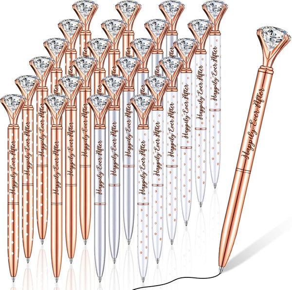 Yexiya Bridal Shower Gifts for Guests, Diamond Pens, Wedding Rose Golden Crystal Ballpoint Pens, 24 Pcs