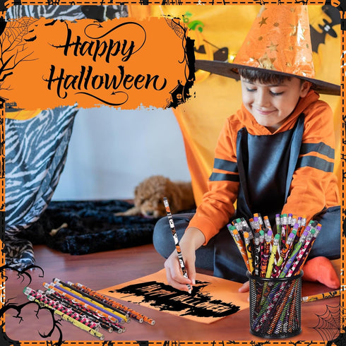 Halloween Pencils with Eraser Assortment, Themed Wooden Pencils for Halloween Party Favor Supplies, 12 Style (120)