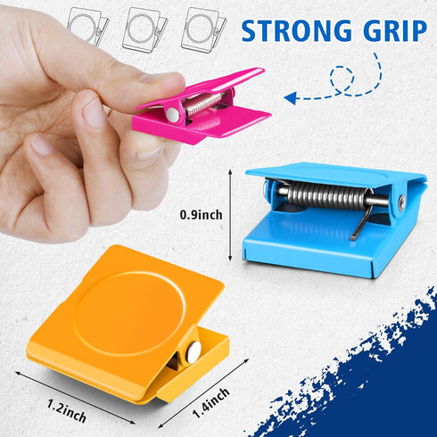 GRTARD 6Pack Magnetic Clips, Strong Metal Clips for Whiteboard, Refrigerator, Photos, Memo Notes (Six Colors)