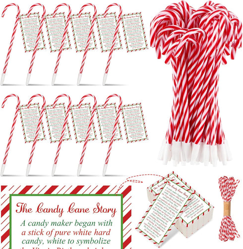 Zhanmai 121 Pcs Candy Cane Meaning Story Gifts Set - 60 Pcs Religious Cards and 60 Pcs Candy Cane Pens