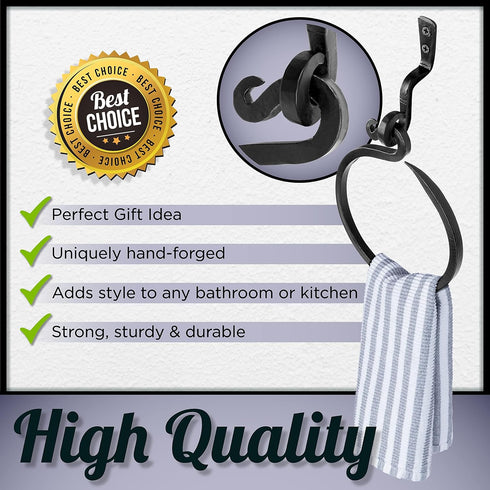 Wrought Iron Towel Ring - Handmade Towel Rack, A Touch Of Artisanal Charm To Your Kitchen Or Bathroom