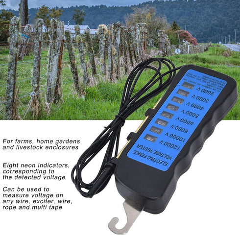 GOTOTOP 12KV Electric Fence Tester, Neon Fence Voltage Tester, 2000 to 12000V with 8 Neon Indicator Lights