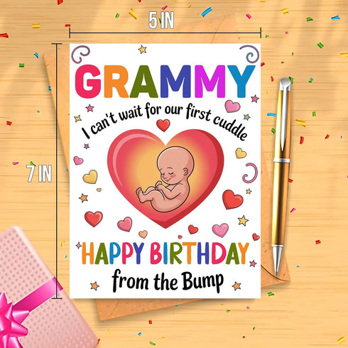 Moonlit93 Grammy Grammy - I Can't Wait For Our First Cuddle Happy Birthday From The Bump! Card - Ideas Birthday Card