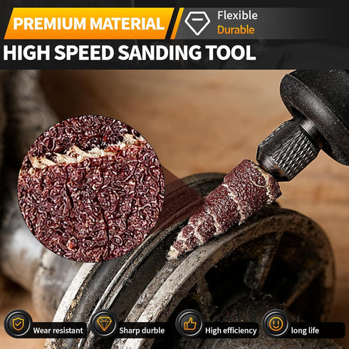 20Pcs 1/8" Shank 80 Grit Mounted Point - Abrasive Cone Shape Sandpaper for Grinding and Polishing Rotary Tool