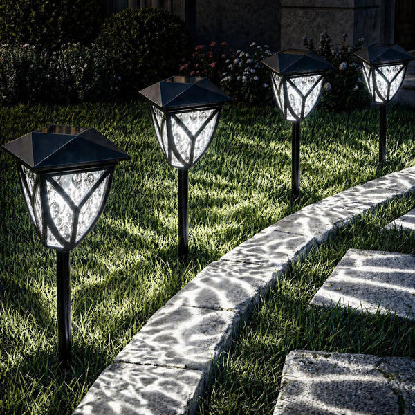 Ensenior Solar Lights Outdoor, 6500K LED Solar Garden Lights for Pathway Yard