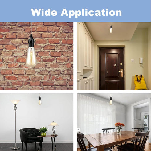 E26/E27 Bulbs (3-Pack, Keyless Medium Base Vintage Socket,Black Bakelite Socket Vintage Screw Edison Ceiling Retro