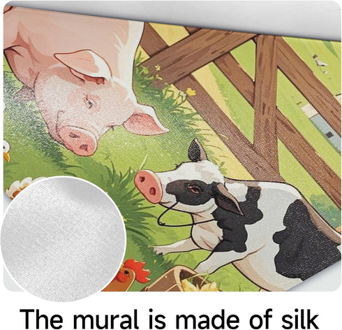 MazoAzuria Farmhouse Animal Wall Mural, Pig Dairy Cow Wallpaper, Farm Chicken Murals for Bedroom Living Room Dining