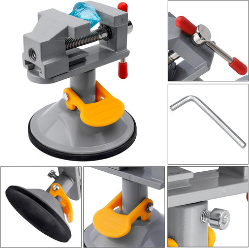 Yakamoz Mini Bench Vise, 360 Degree Suction Vise, Small Table Vice Clamp for Jewelry Making DIY Wood Craft