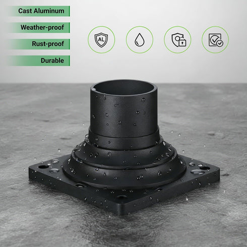 2-Pack, LIT-PaTH Pier Mount Base, Outdoor Post Light Mounting Base Adapter, Cast Aluminum, Black