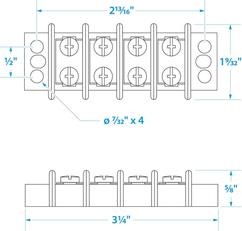Seachoice Terminal Block - 4-Gang with Brass Clips and Contacts