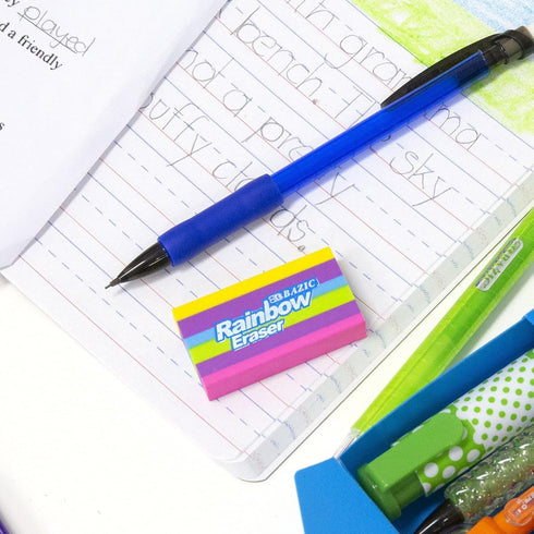 BAZIC Rainbow Erasers, Latex Free, Large Size Block Erasers for Art Drawing, 4/Pack
