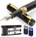 Dryden Designs Fountain Pen Medium Nib Gift Pouch - Includes 24 Ink Cartridges - MCM (Intense Black)