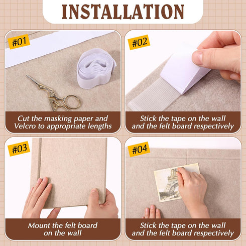 Large Felt Board Alternative Foldable Bulletin Cork Board for Wall, Decorative Pin Board with Textured Paper