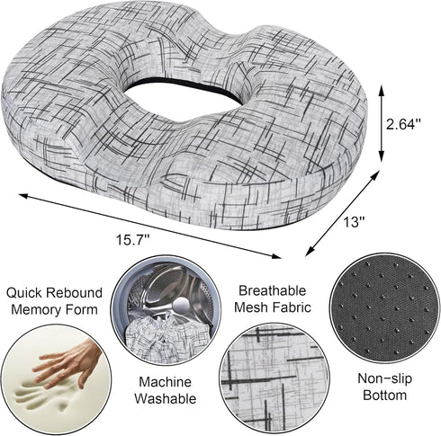 Donut Pillow Seat Cushion for Tailbone Pain Relief, Memory Foam Car Seat Cushion for Long Sitting Work, Driving Comfort
