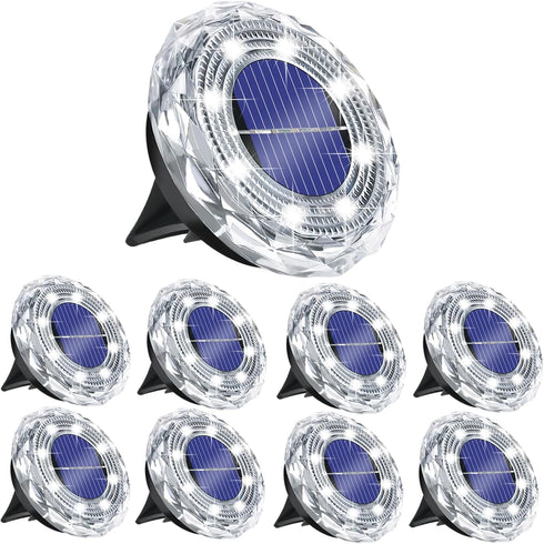 8 Pack Solar Ground Light Outdoor Mini Solar Grounf Lights Waterproof Landscape Lighting Solar Powered Pathway Lights