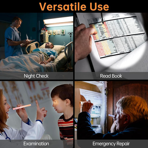 2-Pack RISEMART Pen Light for Nurses Medical Penlight with One-Button Switch for White & Warm Light, Portable Tool