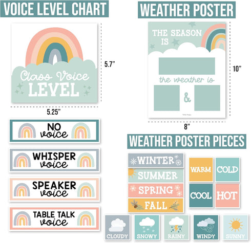 Boho Classroom Calendar Set Bulletin Board, Teacher Calendar for Elementary School Classroom Decor