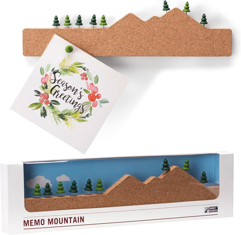 Monkey Business Memo Mountain Cork Board Strip, Corkboard Pin Board with Mountain Scene Pushpins