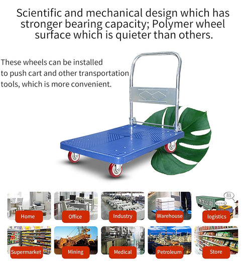 URBEST Heavy Duty Push Cart Wheels, 4 Inch PU Caster Wheels Repair Kits for Platform Trucks up to 265 Pounds