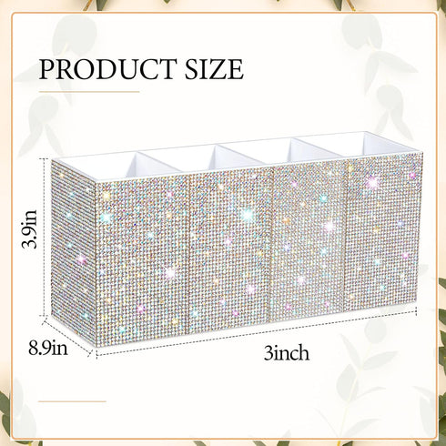 Bling Pen Holder, Rhinestone Crystal Glitter Makeup Brushes Organizer, Decorative Supplies for Home Office Desk