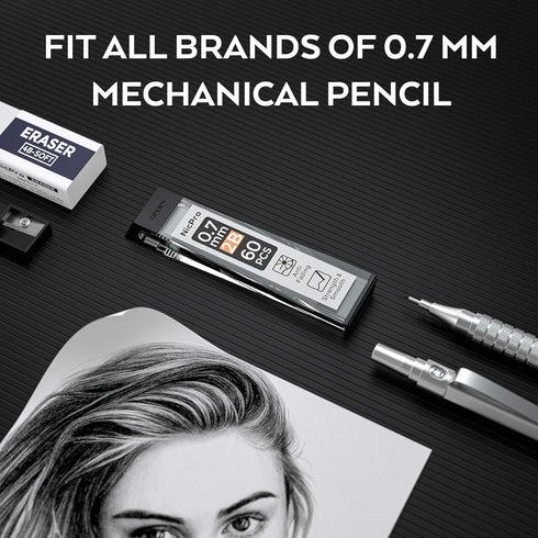 Nicpro 600pcs Mechanical Pencil Refills 0.7 mm, Break Resistant 2B Lead Refills, 60 Pack Per Tube, 10 Tubes