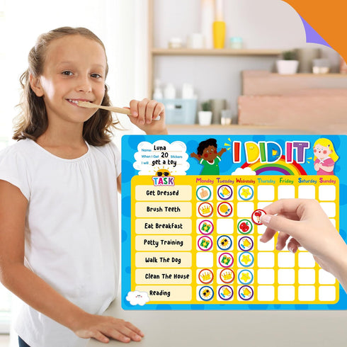 SpriteGru 72 Magnetic Reward Chart, Dry Erase Task Board-One Chart & Magnetic Reward Magnets, Behavior Tracker