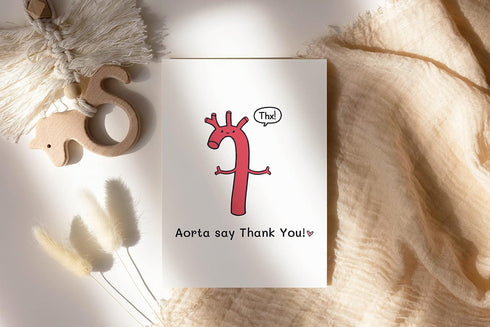 LissiArt97 Aorta Say Thank You Card - Cute & Funny Medical Card for Doctor, Nurse & Medical School