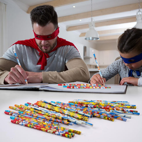 Kolewo4ever 200 Pieces Hero Text Wood Pencils, Pow! Snap! Wham! Bang! Elements, Assorted Styles