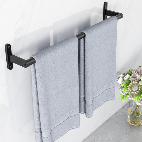 24 Inch Matte Black Towel Bar - Heavy Duty Bathroom Towel Rack, Wall Mounted Stainless Steel Single Towel Bar