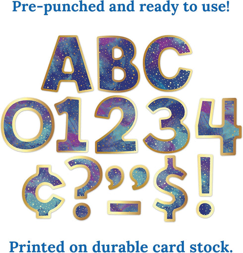 Carson Dellosa 219-Piece 4 Inch Galaxy Marble Cutout Letters for Bulletin Boards, Space Themed Classroom Letters