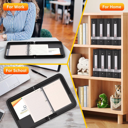 DocSafe 3 Ring Binder, Fireproof 2 Inch Round Ring with Zipper, Dust-Proof PVC-Free Binder for Important Paper Supplies