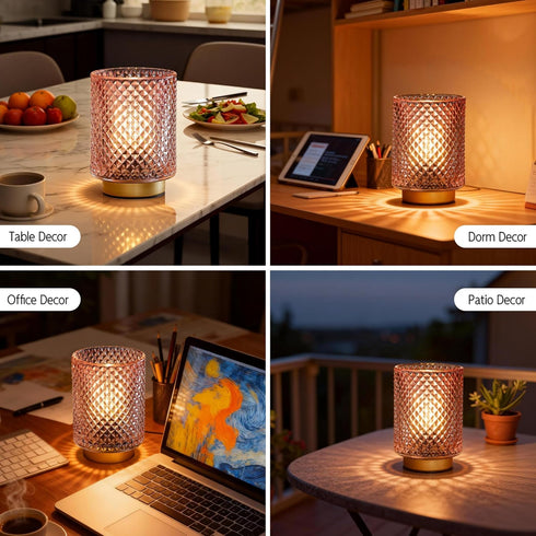 ULAROOM Small Battery Operated Lamp with Timer for Dorm/Office Desk/Home Deocr,Cordless Shelf Warm Moody Lighting