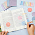 Book Annotation Kit Including 1200 Sheets Transparent Sticky Notes Index Tabs and 12 Pcs Aesthetic Pastel Cute Highlighter Set Assorted Color Clear Sticky Tabs for School Office