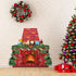 TaoBary Christmas Cardboard Fireplace, 35.4 x 38.6 Inch Red Brick Bulletin Board Decoration with PVC Garland