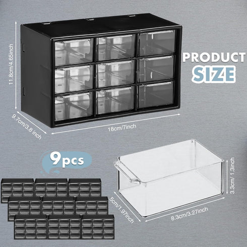 Rtteri 9 Pieces Mini Drawer Organizer, Plastic Desktop Storage Box with 9 Clear Drawers for Office