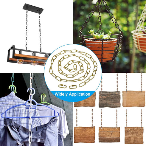 6ft PATIKIL Lighting Hanging Chain, Metal Looping Chain with Quick Link Screw Lock Connectors for Hanging Plant Pendant