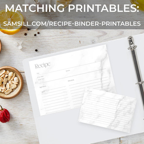 Samsill 1 Inch D-Ring Recipe Binder Kit, Full Page 8.5 x 11, Marble Design