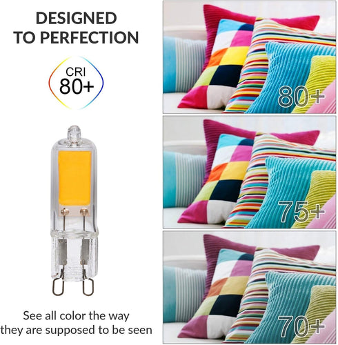 G9 Bulb (10 Pack) 2W T4 20W 25W 120V Non-Dimmable, 2700K Simba Lighting LED COB Light to Halogen Replacement