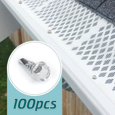 100PCS Stainless Steel Self-Drilling Screws with 1/4" Magnetic Hex Driver for Gutter Guard