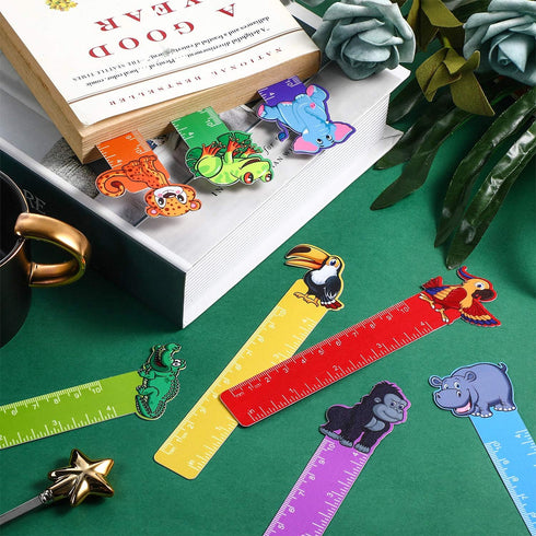 Frienda 50 Pieces Cute Animals Bookmarks Ruler for Kids, Jungle Animal Party Favor, 10 Styles