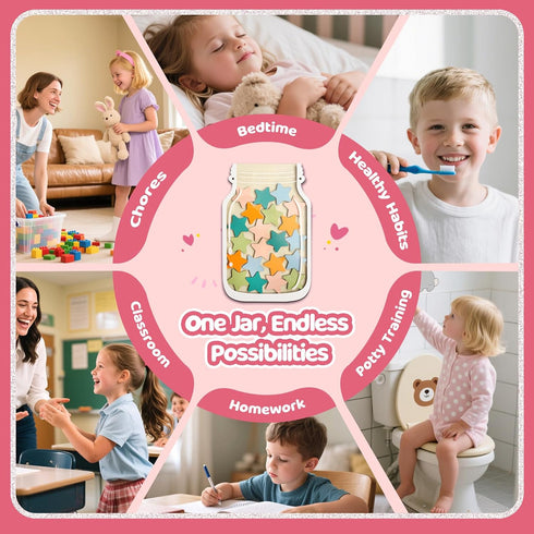 BBeary Magnetic Reward Jars for Kids - Star Tokens Reward Jar for Classroom Star Jar Reward System Behavior Chart
