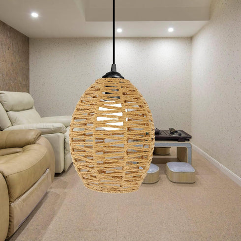 Homoyoyo Woven Lamp Shade for Floor Lamp Rustic Decorative Light Cover Minimalist Design for Restaurants Guesthouses