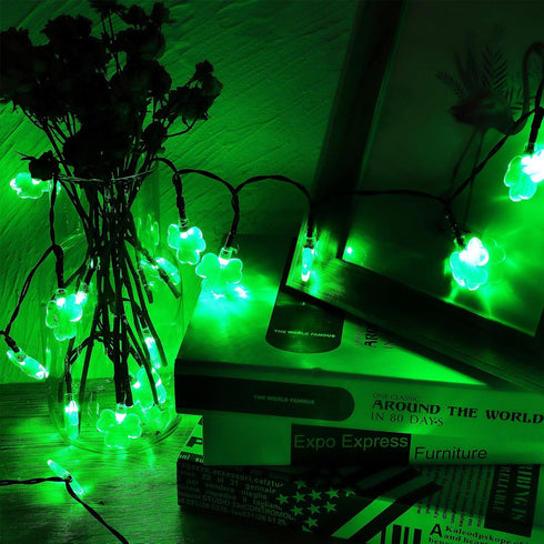 50 16 8 1 Pack LJLNION St. Patricks Day String Lights Outdoor, LED FT Shamrocks Decorative Green Leaf Lights Battery